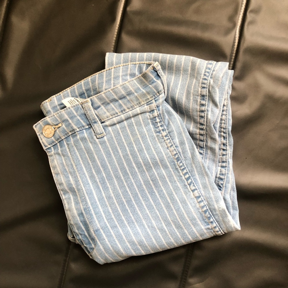 Blue Pinstripe Skinny Jeans